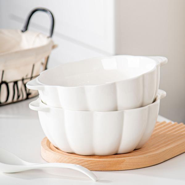 Buy Porcelain 9 Inch Pumpkin Soup Bowl White Ceramic Salad Serving Bowl For Catering Needs at wholesale prices