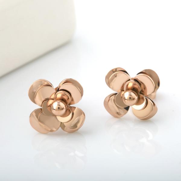 Buy Rose Shape Stainless Steel Earrings, Fashion Jewelry Rose Gold Earring at wholesale prices