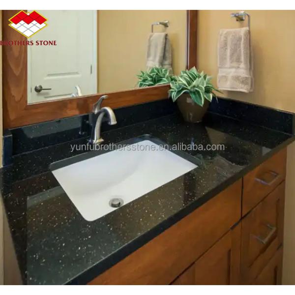 Hotel Kitchen Countertop and Stairs Cut-To-Size Indian Black Star Galaxy Granite Slabs