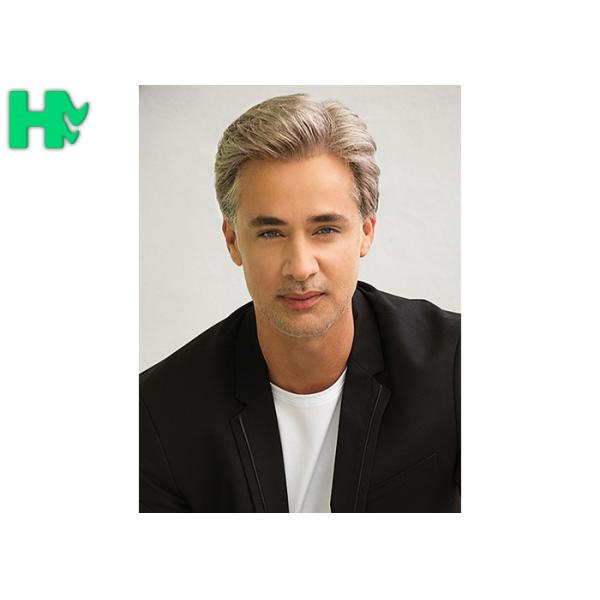 Heat Resistant Synthetic Hair Man Hair Wigs with Natural Hairline Mixed Color