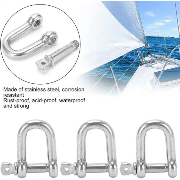 Hot Forged Polished Stainless Steel AISI304/316 D Shackle for Sailboats in Durability