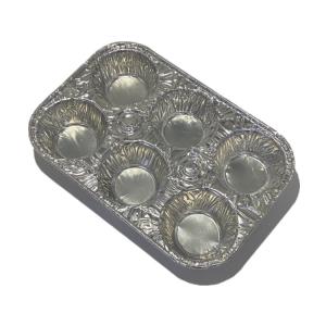 6 Compartment Aluminum Foil Muffin Pan 335ml Rectangular