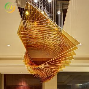 JYLIGHTING Customized Twist Shape Large Chandelier Amber Suspended Glass Light