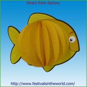 Quality Party Decoration Animal Print Paper Lantern and Lantern Paper Fish yellow for sale