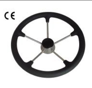 Buy Black 5 Spoke S.S Boat Marine Steering Wheel With Black PU Foam at wholesale prices