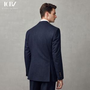 Dark Blue Wool/Silk Men's Suit for Customizable Designs at end and Luxurious