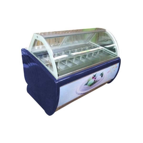 Buy Mini Ice Cream Glass Door Display Upright Freezer Gelato Shape Barrel Fridge at wholesale prices