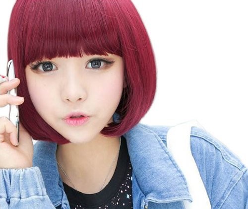 Buy Short Straight Bangs Synthetic Hair Bob Wig at wholesale prices