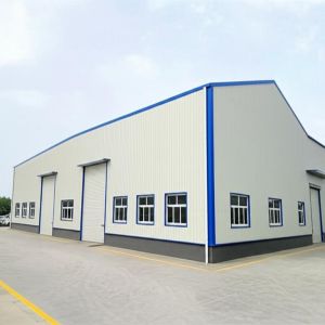 Customizable Prefabricated Steel Building with Flat Roof and Glass Window