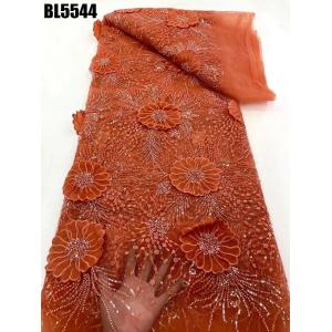 fashion fabric Dubai Lace Fabric Handmade embroidery beaded bridal lace fabric
