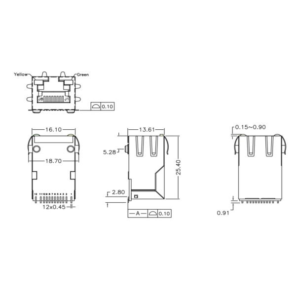 74980111211 Magnetic RJ45 Jack For Industrial Ethernet Systems