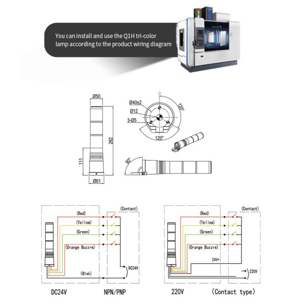 Customizable Tower Warning Light Easy Installation LED Stack Lights IP54 Rating