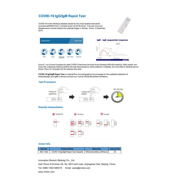 99% Specificity Covid 19 IgG IgM Antibody Test Kit at home CE