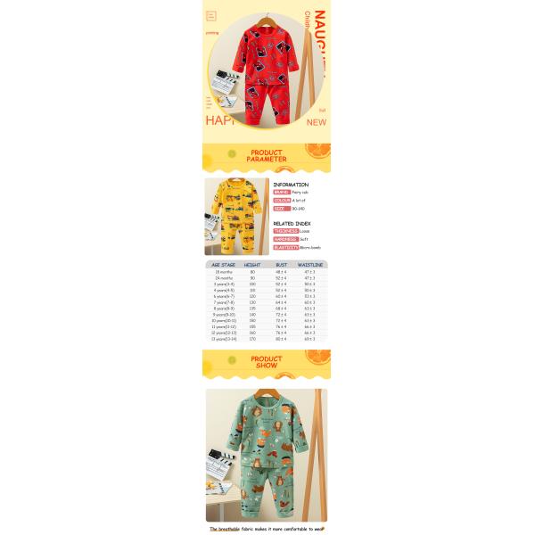 Autumn Children printed pyjama set Full Flower Long Pyjamas Set