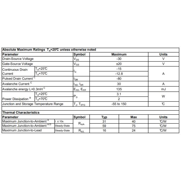 HXY4409 30V P-Channel MOSFET