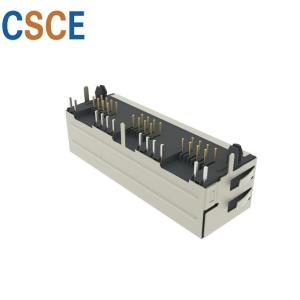 8 Pin 8 Contact Shielded RJ45 Jack , 1*3 RJ45 Multi Port Jack With EMI
