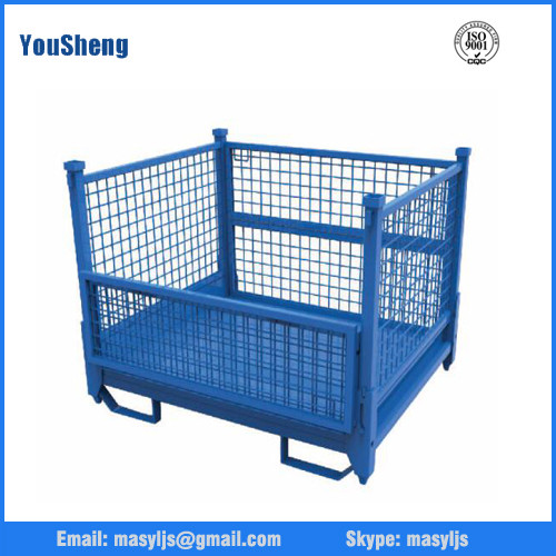 Industrial stackable collapsible heavy duty rolling wire mesh container