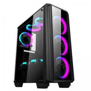 Quality Desktop Computer Case Gaming Case RGB Fan With Glass Panel Front Iron Net Panel ATX Case for sale
