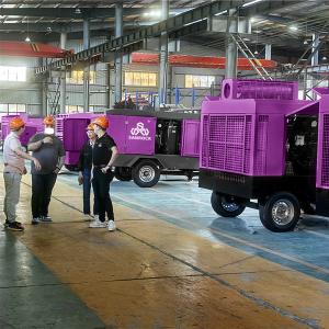 Low Noise Screw Air Compressor With Wheel Engine Driven Industrial Screw Air