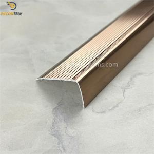 Shiny Rose Gold 6063 Aluminum Vinyl Flooring Stair Nose L Shape Anti Slip