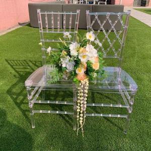 Bride Groom Resin Wedding Banquet Chairs Stackable Chiavari Diamond Crystal