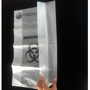60 micron clear LDPE plastic cotton draw string garbage biohazard bag, Custom