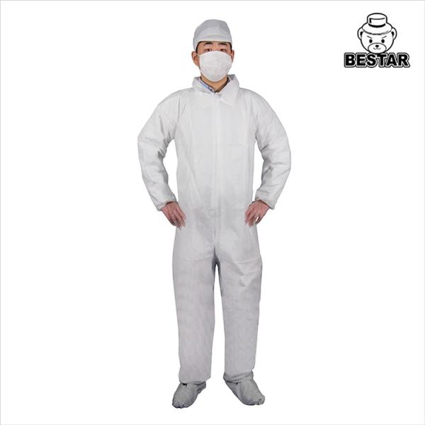 Buy ISO9001 Hospital Disposable Medical Coveralls Overalls With Hood SMS 35gsm at wholesale prices
