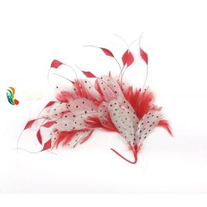 Quality Dyed Party Decoration Stripped Coque Feather and Goose Feather Flower Mount with Wire Accessory for sale