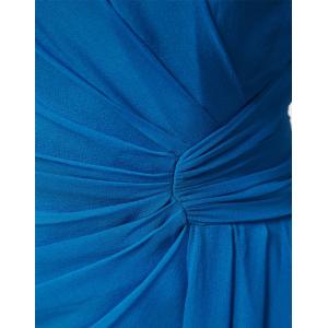 Summer Maxi Ankle Maxi Dress , Blue Chiffon Waist Belt Sleeveless