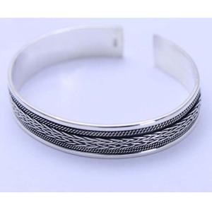 Thai Sterling Silver Wheat Style Unisex Women Cuff Bracelet (XH052487W)