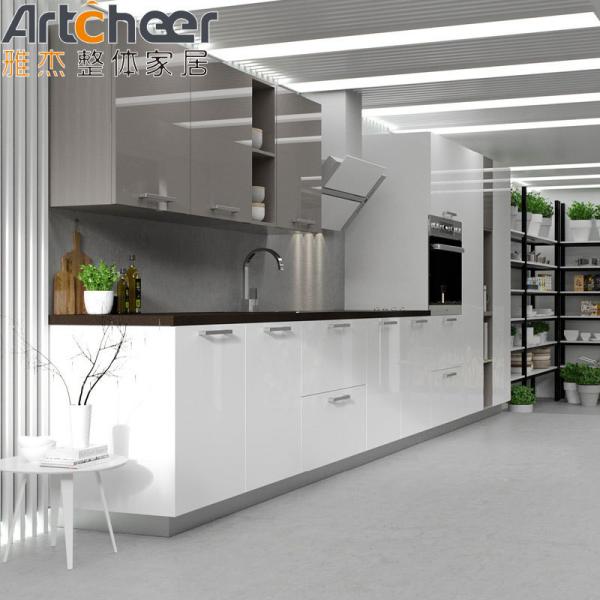 Smart Luxury Style Furniture White Island Set Melamine Modular Lacquer Kitchen