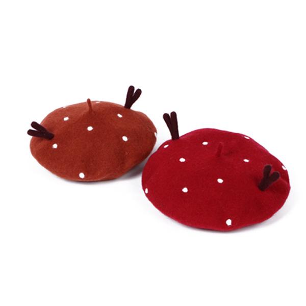 Buy OEM Christmas Holiday Gift Antler Wool Beret Retro Handmade Hat at wholesale prices