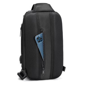 Multi Pockets Polyester Mens Sling Bag With Usb Charging Interface