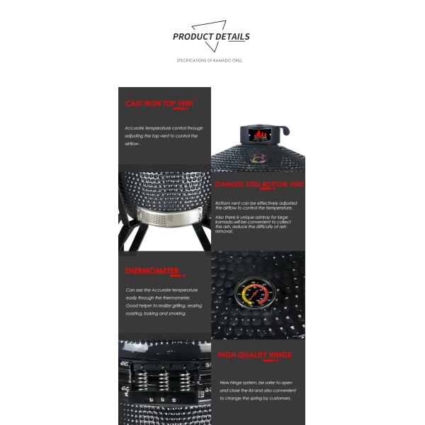 KAMADO 23.5 Inch Kamodo BBQ Asado Keramik Meat Grill Chinese Wholesale 2023 Outdoor Ceramic Barbecue Kamado