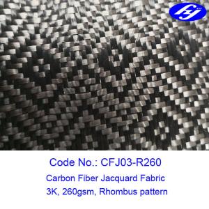 Rhombus Pattern 3K Twill Weave Carbon Fiber / Decoration Black Jacquard Fabric