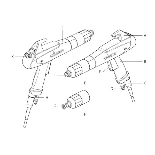X1 Manual Powder Coating Gun Spares Replacement Handle