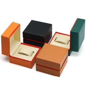 Luxurious Dust-Proof PU Leather Watch Case with Red Internal Surrounding Edge