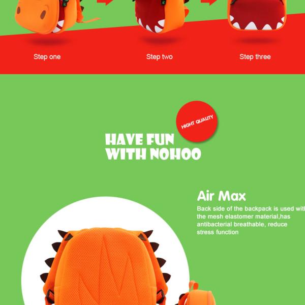 Hippo Style Kids Toddler Backpack For Toddler Boy Green / Orange Color