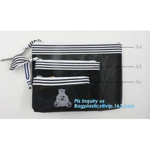 plastic PVC file bag transparent mesh zipper bag waterproofing document bag, A4