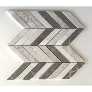 Chevron Brown Silver Marble Mixed Mosaic Tiles , 12x12 Mosaic Tile Sheets