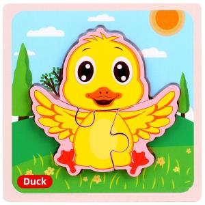 Wooden Cartoon Animal 3D Puzzle Children Early Education Cognitive