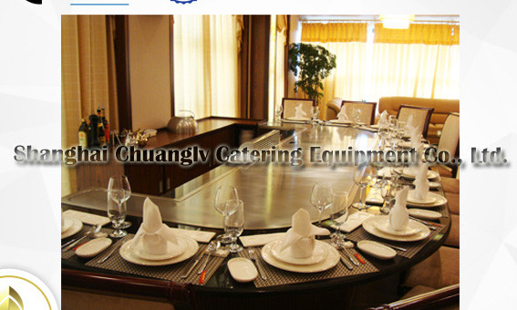 Arch Shape Stainless Steel Commercial 12 Seats Teppanyaki Grill Table Electromag