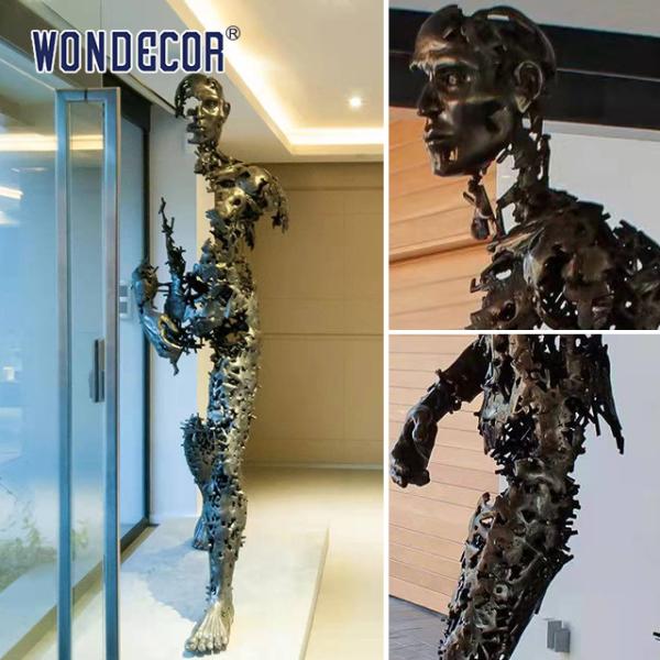 Indoor Metal Art Decoration Abstract Walking Bronze Sculpture of People