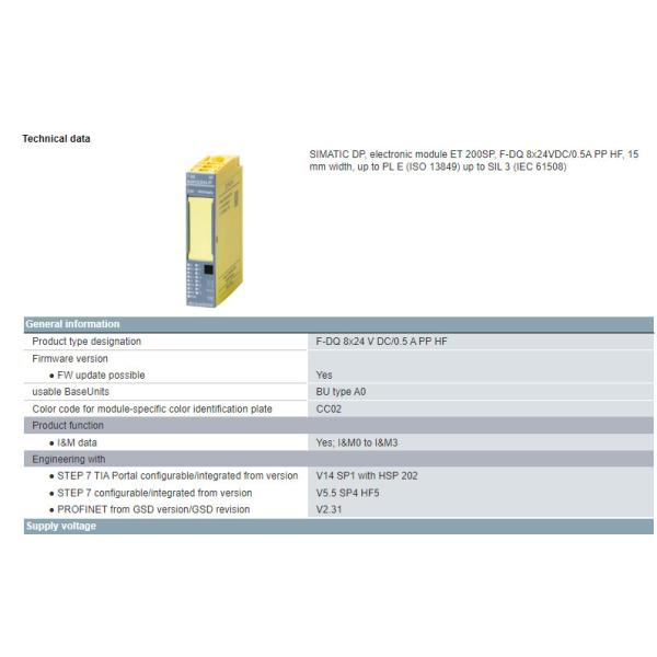 6ES7136-6DC00-0CA0 Siemens SIMATIC DP Electronic Module ET 200SP brand New Original PLC