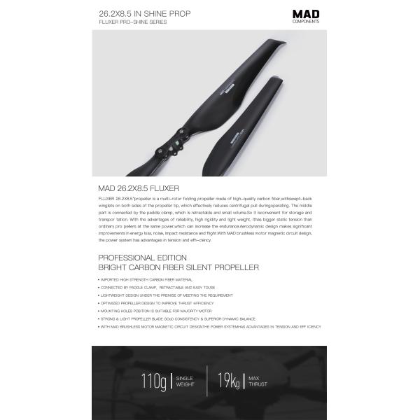 27.2x8.9 Inch Glossy Carbon Fiber Folding Propeller