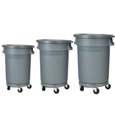 80L 100L 120L Plastic Trash Can On Wheels Thickened Round Trash Can
