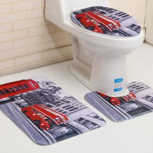 Three Piece Bathroom Mat Toilet Carpet Set 3D Dolphin Printed