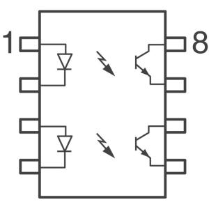 ILD205T Optocoupler, Phototransistor Output, Dual Channel, SOIC-8 package