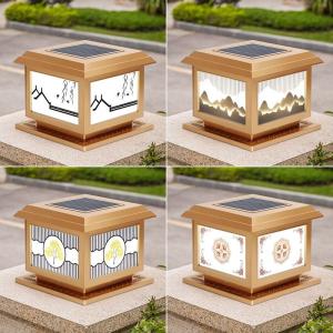 12W Solar Powered Pillar Lights Square Garden Column Lights Waterproof