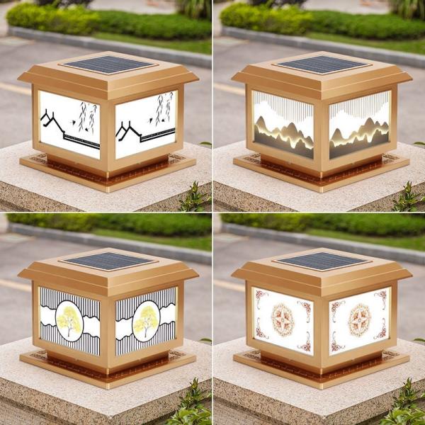 Buy 12W Solar Powered Pillar Lights Square Garden Column Lights Waterproof at wholesale prices